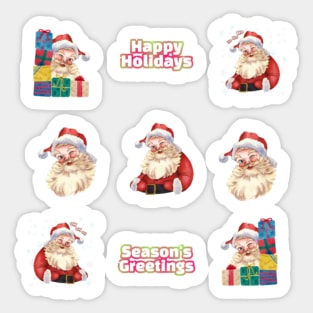 Vintage Santa Claus  Happy Holidays Season's Greetings Sticker
